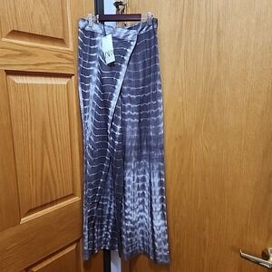 New Zara TIE-DYE LINEN BLEND WRAP PANTS BROWN Size Xs NWT